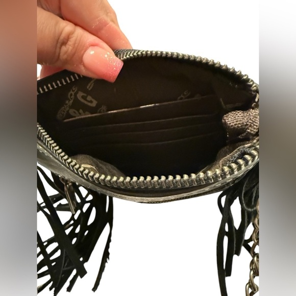 P&G Western Faux Leather Fringed Messenger Bag Texas Flag - Picture 4 of 5